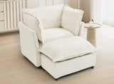 Modern Armchair Sofa 47" Cozy Upholstered Sofa Chair with Movable Ottoman, Wide Seat, Curved N719P292695A
