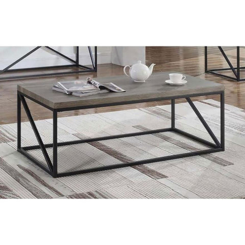 ZUN Sonoma Grey and Black Rectangular Coffee Table B062P153605