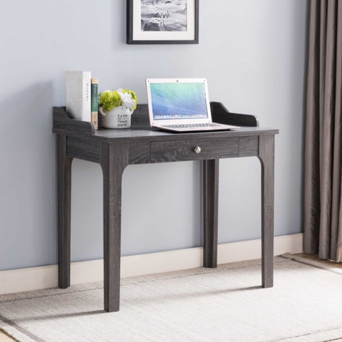 ZUN Laptop Desk, Home Office Writing Desk with Storage Drawer, USB/Power Outlet in Distressed Grey B107130927
