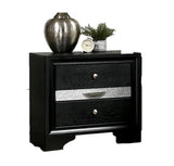 Contemporary 1pc Nightstand Black Finish Silver Accents Hidden Jewelry Drawer Nickel Round Knob B011P145826