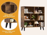 Wooden Cube Bookshelf, Open 3-Tier Bookcase with Legs, Freestanding Bookshelves Storage Organizer 57399162