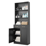 ZUN Bathroom Storage Cabinet, Cabinet with Two Doors and Drawers, Adjustable Three-layer Open N725P186645B