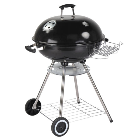 ZUN 28-Inch Portable Charcoal Grill with Wheels and Storage Holder, Porcelain-Enameled Lid and Ash 40059147