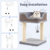 2-Level Cat Furniture - Engaging Bell Pompom Toys, Sisal Plush Engineered Wood Build, Ideal 44581412