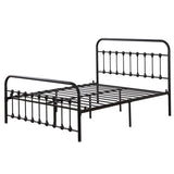 ZUN Single-Layer Curved Frame Bed Head and Foot Tube with Shell Decoration Queen Black Iron Bed 83008201