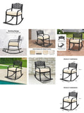 Metal Chair, Outdoor Bench with Cushion, Patio Rocker with Footrest, Weatherproof 64175389