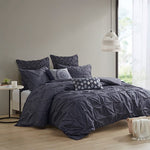 ZUN 3 Piece Elastic Embroidered Cotton Duvet Cover Set B03596522