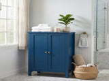 Navy Blue Painted MDF Bathroom Tall Cabinet with Vertical Ribbing, Double Doors, 23.6*11.8*31.5in 90175278