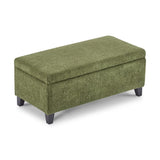 Storage Ottoman with Flip-Top Lid, Easy Assembly, Boucle Fabric & Birch Wood Legs, Green N779P291641G