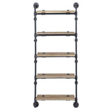 Oak and Sandy Black Rectangle 5-Tier Wall Shelf B062P184603