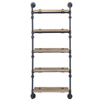 ZUN Oak and Sandy Black Rectangle 5-Tier Wall Shelf B062P184603