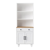 ON-TREND Farmhouse Storage with 4 Solid Wood Gourd-Shaped Legs, Modern Kitchen Pantry N721P205790K