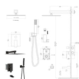 Shower System with Waterfall Tub Spout,10 Inch Wall Mounted Square Shower System with Rough-in W124381894