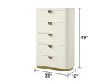 La Pierre Modern Style 5-Drawer Chest Made with Wood, Open Top Mirror and Gold Accents in Beige B009P270816