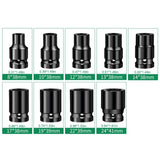 ZUN Pneumatic Small Air Cannon Extended Socket 10 Piece Set Electric Wrench Socket Head 8-24mm Extended 47100782