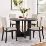 47.3" Round Dining Set with 4 Upholstered Dining Chairs, Modern Round Dining Table Set for 4, 21351538