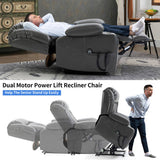 Dual Motor Infinite Position Up to 350 LBS Leatheraire Power Lift Recliner Chair, Heavy Duty Motion W1803P243552