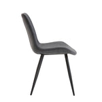 ZUN Modern Design Dining Chairs 2pc Set Gray Faux Leather Upholstery Black Metal Legs Kitchen Dining B011P238922