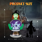 5.9ft Witch & Crystal Ball Inflatable Halloween Decoration 99372515