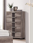 ZUN 1pc Contemporary Chest Five Drawers Metal knobs Brown Gray Finish Bedroom Wooden Furniture B011P255294