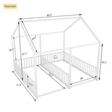Metal Twin Size House Platform Beds, Two Shared Beds, White MF307505AAK