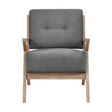 Modern Tufted Back Accent Chair 1pc Dark Gray Upholstery Antique Finish Solid Rubberwood Unique B011P182497