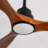 Hot sales 52 Inch Modern Black Ceiling Fan With Light 3 Solid Wood Blades Remote Control Reversible W2991P338635