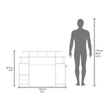 FM FURNITURE Lol Minimalist Gaming Desk with Elevated Monitor Shelf. Blue Accents B128P283295