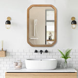 29.72*19.69 inches Functional Mirror with Cabinet, Wood Framed Bathroom Wall Cabinet with Mirror and W2295P339148