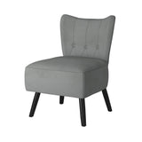 ZUN Unique Style Gray Velvet Covering Accent Chair Button-Tufted Back Brown Finish Wood Legs Modern Home B01143825