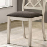 Set of 2 Fabric Upholstered Side Chairs in Antique White and Gray B016P156544