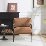 27.56" Modern Accent Chair with Plush Cushions, Minimalist Metal Frame, and Wooden Armrest Design N767P215306C
