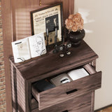 ZUN Retro American Country Style Wooden Dresser with 5 Drawer, Storage Cabinet for Bedroom, Dark Walnut WF324089AAD