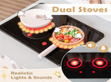 White Kids Interactive Wooden Kitchen Playset with Realistic Lights & Sounds 02819061