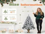 4FT Flocked Christmas Tree in Cup Pot, 211 PVC Tips, 120 Warm White Lights with 8 Modes & Remote, US 19756908