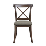 Wooden X Back Dining Chairs Set of 2, Modern Fabric Upholstered Kitchen Side 2PC Chairs, Cross Back W2582P188310