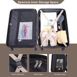 3 Piece Luggage Sets ABS Lightweight Suitcase with Two Hooks, Spinner Wheels, TSA Lock, W284P146216
