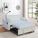 Modern Velvet Loveseat Futon Sofa Couch w/Pullout Bed,Small Love Seat Lounge Sofa with adjustable W2297P224266