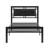 Twin Size metal bed Sturdy System Metal Bed Frame, Modern style and comfort to any bedroom, black W2297P347753