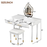 ZUN 40" Modern Vanity Table Set with Mirror Touch Screen Lighted Mirror, Dressing Table and Cushioned N704P196657K