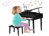 Black Kids Piano 30-Key Wood Toy Kids Grand Piano with Bench and Music Rack 65950282