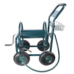 ZUN Garden Hose Reel Cart - 4 Wheels Portable Garden Hose Reel Cart with Storage Basket Rust Resistant 19822772