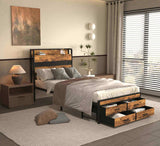 Twin Bed Frames with Headboard, Twin Size Bed Frames with Storage Drawers, Twin Bed, Black Metal W2129P262896