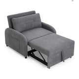 ZUN 3-in-1 Convertible Sleeper Sofa Bed with Pillow & Pocket, Loveseat Sleeper Chair in Soft Cotton 10086707