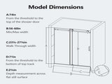 56-60" W * 74" H Frameless Single Sliding Shower Doors, Bathroom Sliding Shower Door, 5/16" W1552P345052