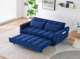 The 55-inch dreamlike blue velvet sofa is elegant and convenient with pockets, cleverly interpreting 32908326