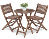 ZUN 3-Piece Acacia Wood Bistro Set, Wooden Folding Patio Furniture for Garden Backyard Balcony Porch w/ 04266338