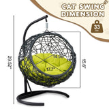 Cat Swing Bed with Stand & Cushion, Cat Egg Chair with Rattan Wicker Appearance, Indoor Hanging 66932543