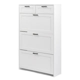 ZUN FCH 3 Drawers 2 Drawers with Top Baffle Shoe Cabinet Particle Board 80*25*120cm White 16903625