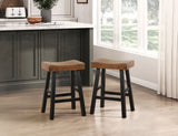 ZUN Transitional Design Counter Height Stools Set of 2pcs, Black and Brown Finish Solid Rubberwood B011P284437